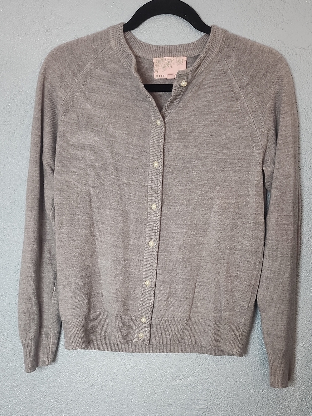 Debbie Morgan Light Gray Women's Button-Front Cardigan